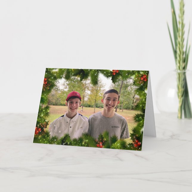 Christmas Photo Garland Light Christmas Card (Front)