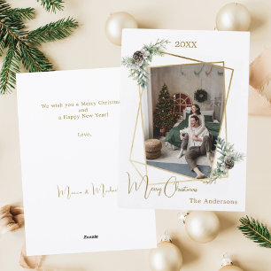 Christmas photo geometric gold modern holiday card