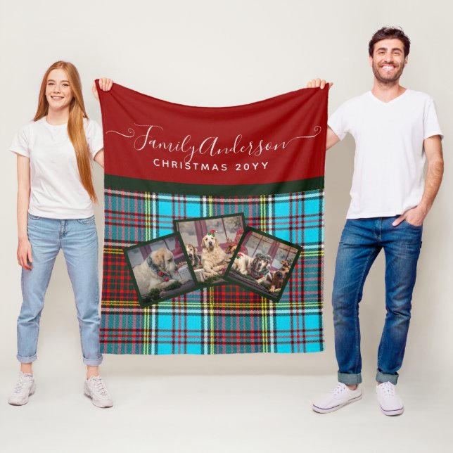 CHRISTMAS PHOTO GIFT - Anderson Tartan Collage Fleece Blanket (In Situ)