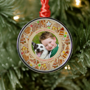 Christmas Photo Gingerbread  Metal Ornament