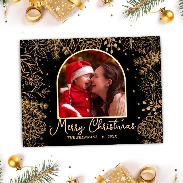 Christmas Photo Gold Elegant Festive Holiday (Christmas Photo Gold Elegant Festive Holiday)