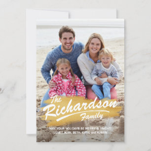 Christmas Photo Gold Painted Brush Stroke Card