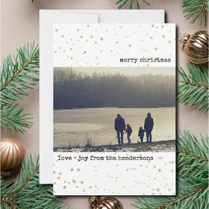 Christmas Photo Gold Stars Holiday Card