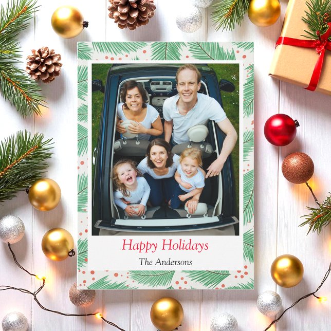 Christmas Photo Greenery Xmas Happy Holidays Card (Creator Uploaded)