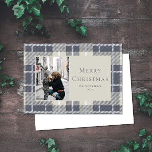 Christmas Photo Holiday Dusty Blue Mint Card