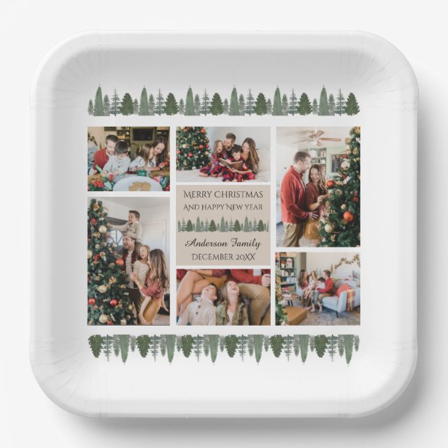 Christmas Photo Holiday   Paper Plate (Front)