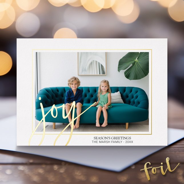 Christmas Photo Horizontal - with Gold JOY Foil Holiday Card (Foil Holiday Greeting Card - Modern Christmas )