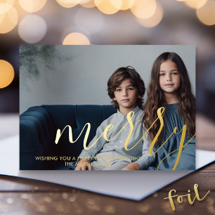 Christmas Photo - horizontal with Gold MERRY Foil Holiday Card