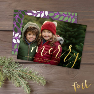 Christmas Photo - horizontal with Gold MERRY Foil Holiday Card