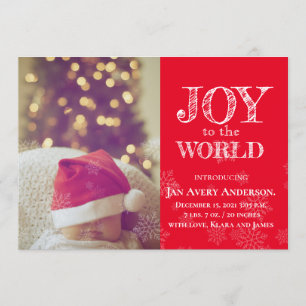Christmas Photo Joy to the World Baby Announcement