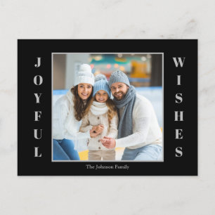 Christmas Photo Joyful Wishes  Holiday Postcard