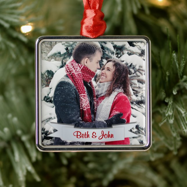 Christmas Photo, Keepsake, Silver Metal Ornament (Tree)