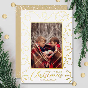 Christmas Photo Light Strand Gold  Foil Holiday Card