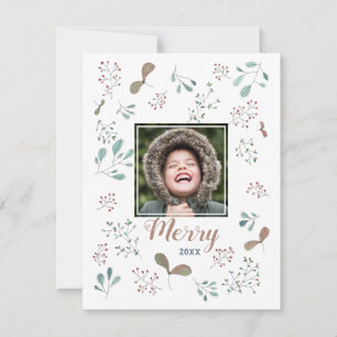 Christmas Photo Merry Winter Woodland Holiday Card