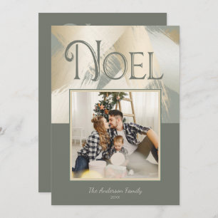 Christmas Photo Modern Gold Strokes Dinner Party Invitation