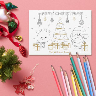 Christmas Photo Name Custom Colouring Fun Cute Holiday Card