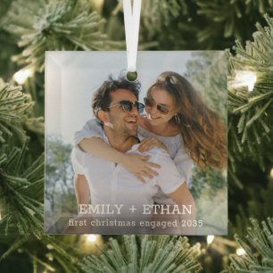 Christmas Photo Ornament   Modern Custom Minimal 