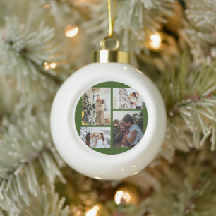 Christmas Photo Ornament, Photo Collage Christmas  Ceramic Ball Christmas Ornament
