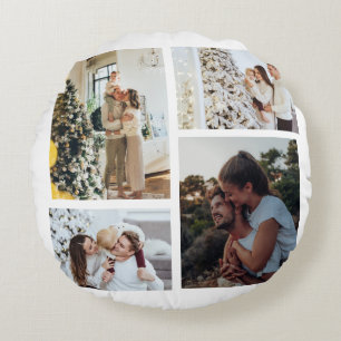 Christmas Photo Ornament, Photo Collage Christmas Round Cushion