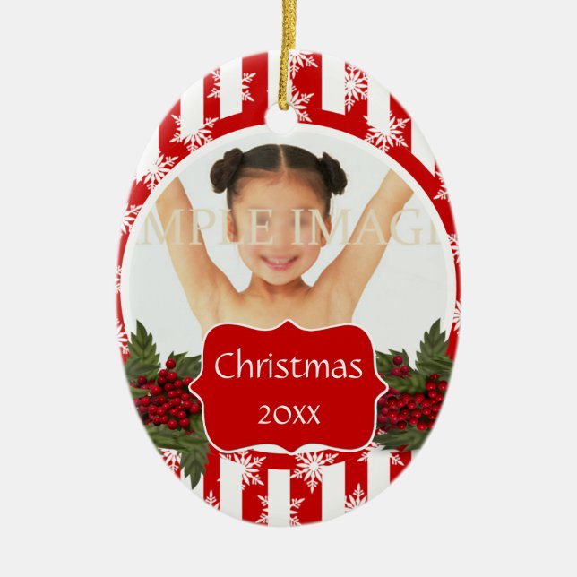 Christmas photo PERSONALIZE Ceramic Ornament (Front)