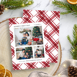 Christmas Photo Red Plaid Holiday Card