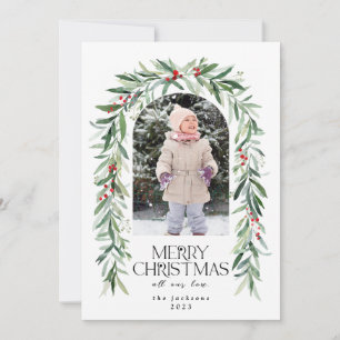 Christmas Photo Rustic Mistletoe Holiday Card