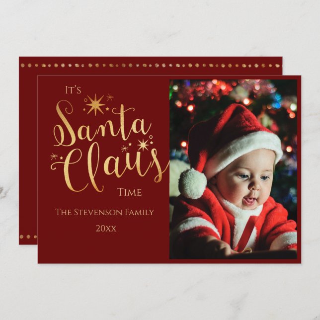 Christmas Photo Santa Claus Holiday Card (Front/Back)