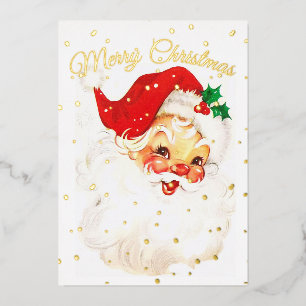 Christmas Photo Santa Merry Gold Holiday Card
