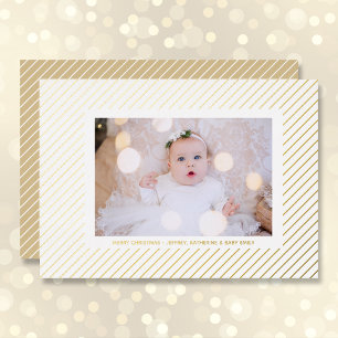 Christmas Photo Silver Pinstripe Foil Holiday Card