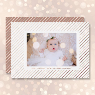Christmas Photo Silver Pinstripe Foil Holiday Card