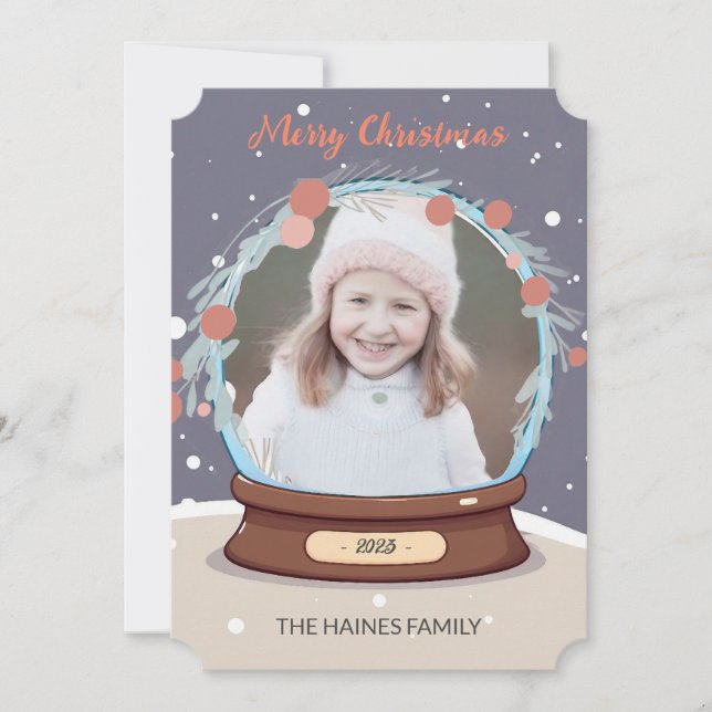 Christmas Photo Snow Globe  Holiday Card (Front)