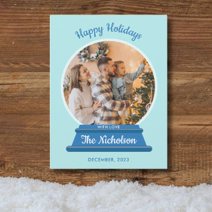 CHRISTMAS PHOTO SNOW GLOBE HOLIDAY POSTCARD