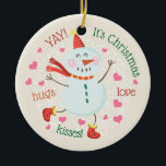 Christmas Photo Snowman Ceramic Tree Decoration<br><div class="desc">This ornament features a cute Christmas snowman. Personalise it with your own photo on the back.</div>