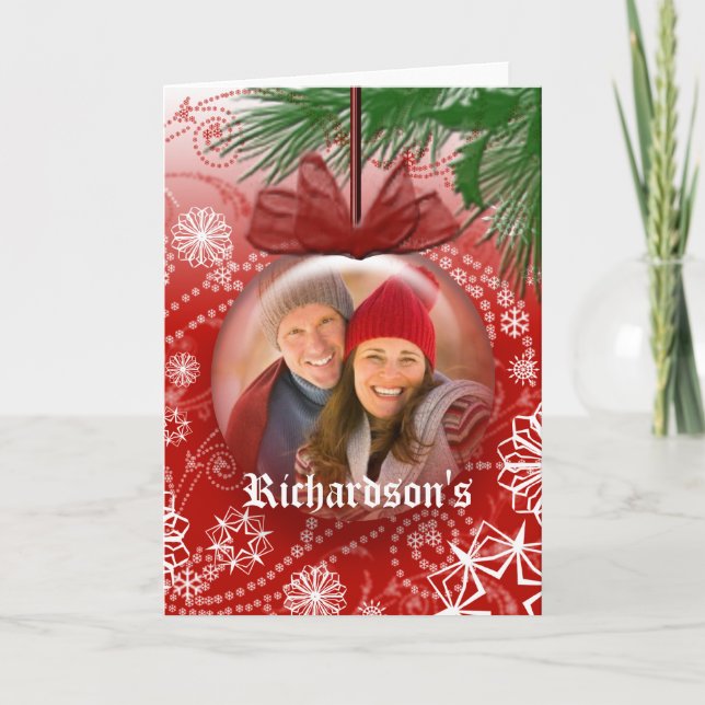 Christmas Photo Template Tree Ornament Custom Name (Front)
