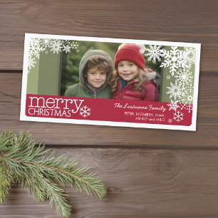 Christmas Photo - Whimsical Let It Snow Snowflakes Holiday Card