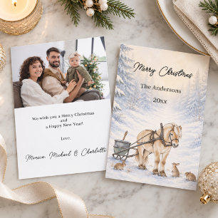 Christmas Photo Winter Wonderland Horse Holiday Card