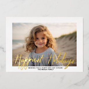 Christmas Photo - with Happiest Holidays in Gold Foil Holiday Card