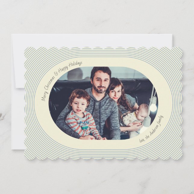 Christmas Photocard Playful Design Oval Photo Holiday Card (Front)