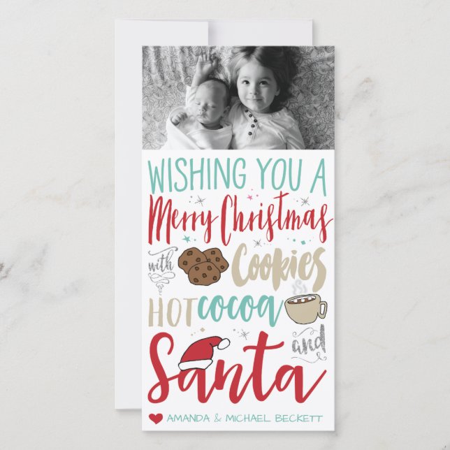 Christmas Photocard - Santa, Cookies, Hot Chocolat Holiday Card (Front)