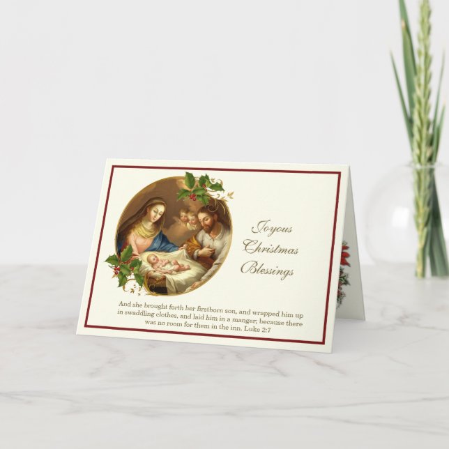 Christmas Photos Religious Jesus Mary Joseph  Holi Holiday Card (Front)