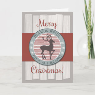 Christmas, Physical Therapist with Rustic Reindeer Holiday Card