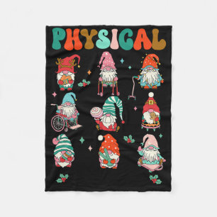 Christmas Physical Therapy Christmas Gnome Physica Fleece Blanket