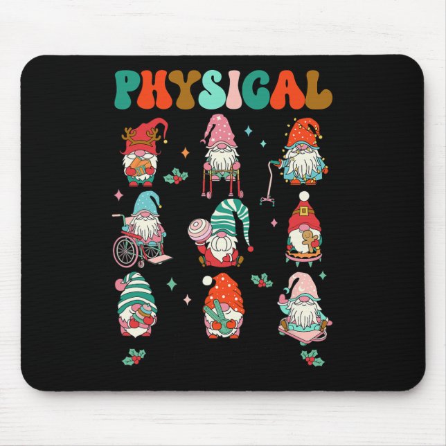 Christmas Physical Therapy Christmas Gnome Physica Mouse Pad (Front)
