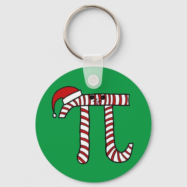 Christmas Pi Cartoon Character (Red) Key Ring (Front)