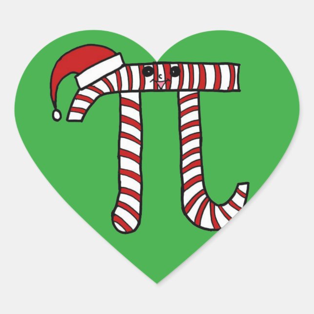 Christmas Pi Cartoon Math Geek Heart Sticker (Front)