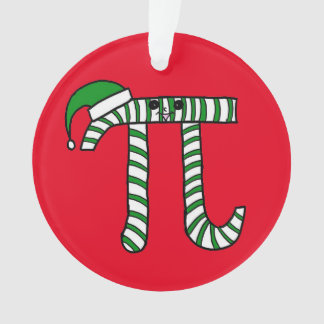 Christmas Pi Cute Green Math Ornament (Red Back)