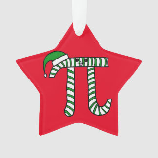 Christmas Pi Cute Green Math Ornament (Red Back)