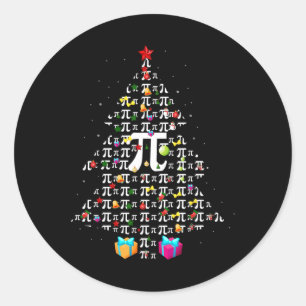 Christmas Pi Funny Mathematics Pi Day Christmas Tr Classic Round Sticker