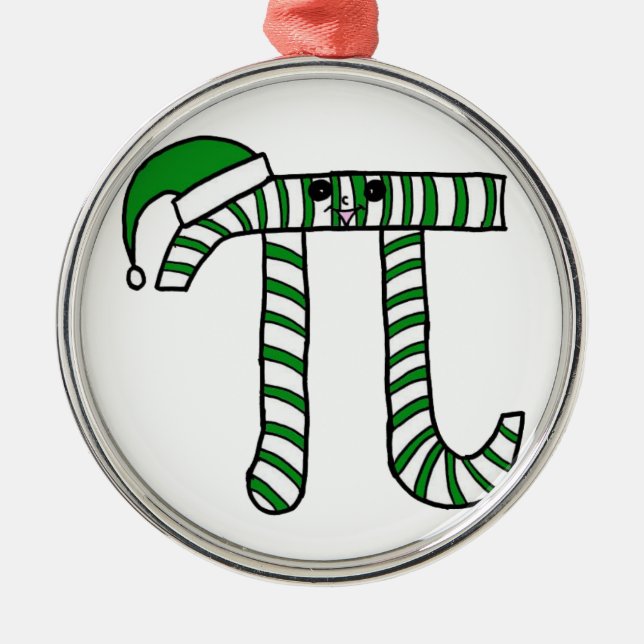 Christmas Pi Math Geek Ornament in Green (Front)