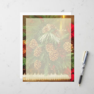 Christmas piano stationery paper
